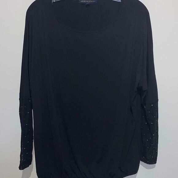Adrienne Vittadini Women's Black Embellished Long Sleeve Blouse Size XL - Picture 1 of 8
